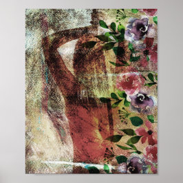 Póster Vista trasera de una mujer con una espada detrás d