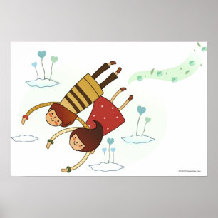 Póster Vista trasera de una pareja volando juntos