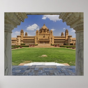 Póster Vista trasera del hotel Umaid Bhawan Palace, Jodjp