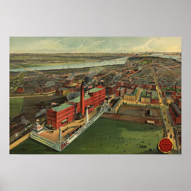 Póster Vista visual de los pájaros vintage del Boston Cir (Frente)