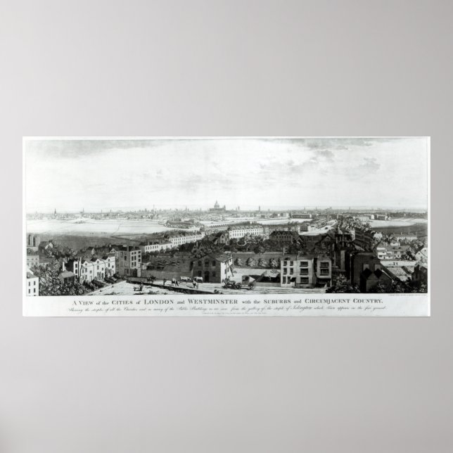 Póster Vistas a las ciudades de Londres y Westminster (Frente)