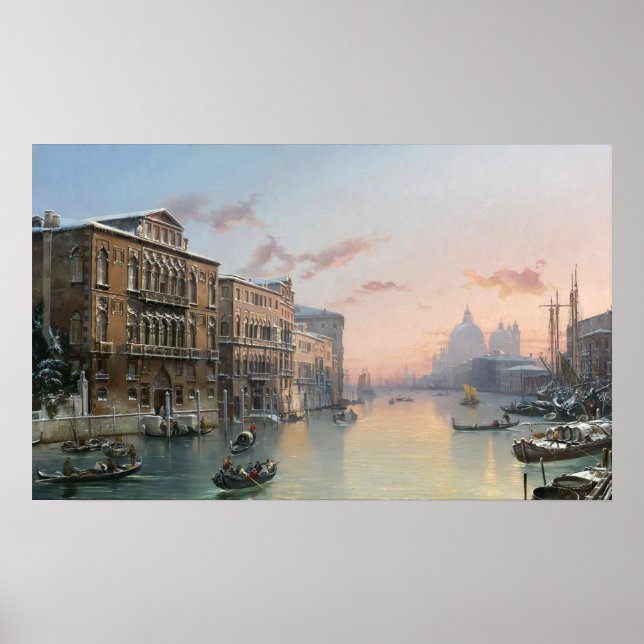 Póster Vistas Al Gran Canal De Venecia En Invierno (Frente)
