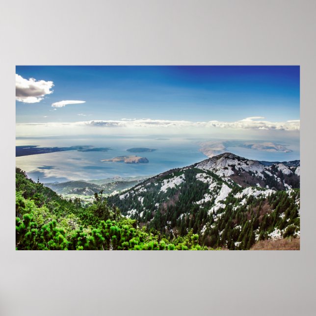 Póster Vistas al mar desde las montañas (Frente)