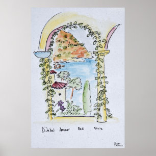 Póster Vistas al Mediterráneo   Eze, Francia