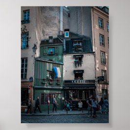 Póster Vistas de la calle del café en París