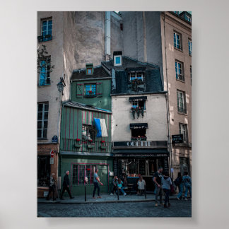 Póster Vistas de la calle del café en París