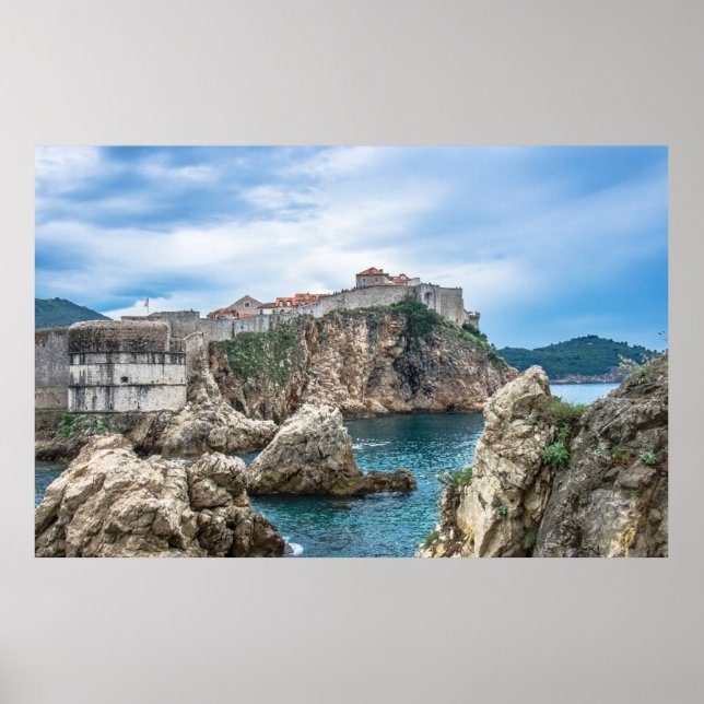Póster Vistas de las murallas de Dubrovnik al mar (Frente)