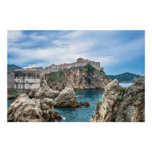 Póster Vistas de las murallas de Dubrovnik al mar
