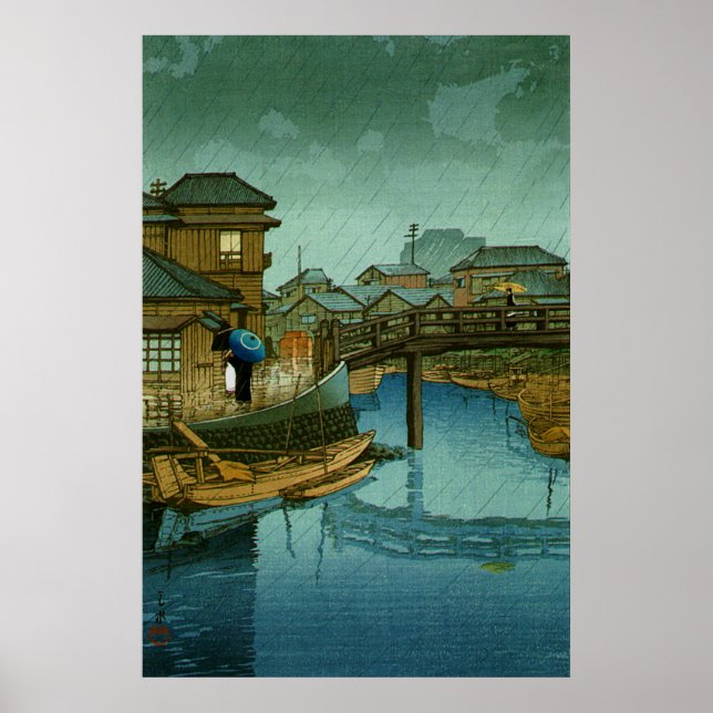 Póster Vistas de Tokaido Shinagawa Kawase Hasui (Frente)