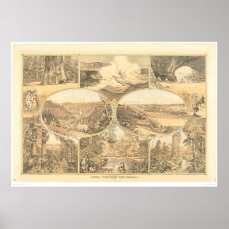 Póster Vistas del ferrocarril de la costa del Pacífico Su