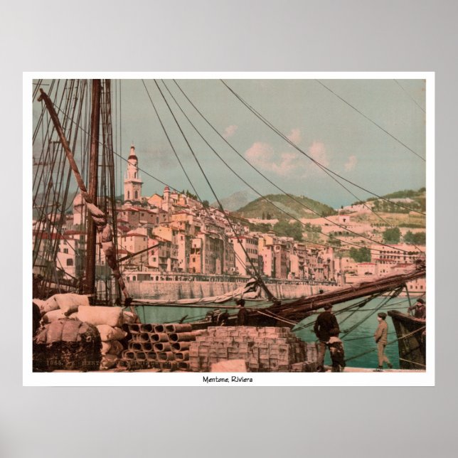 Póster Vistas desde el puerto, Mentone, Riviera (Frente)