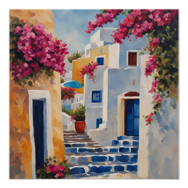 Póster Vistas icónicas de Oia (Anverso)