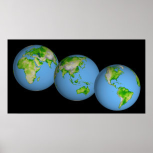 Póster Vistas topográficas del mundo