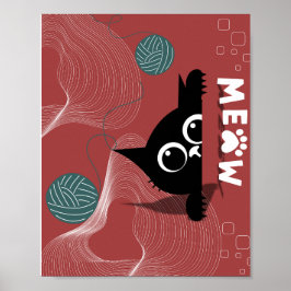 Póster Vistazo juguetón: Gato y Yarn Whimsy