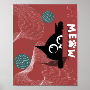 Póster Vistazo juguetón: Gato y Yarn Whimsy