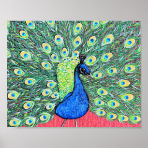 Póster Visualización de pintura de pavo real
