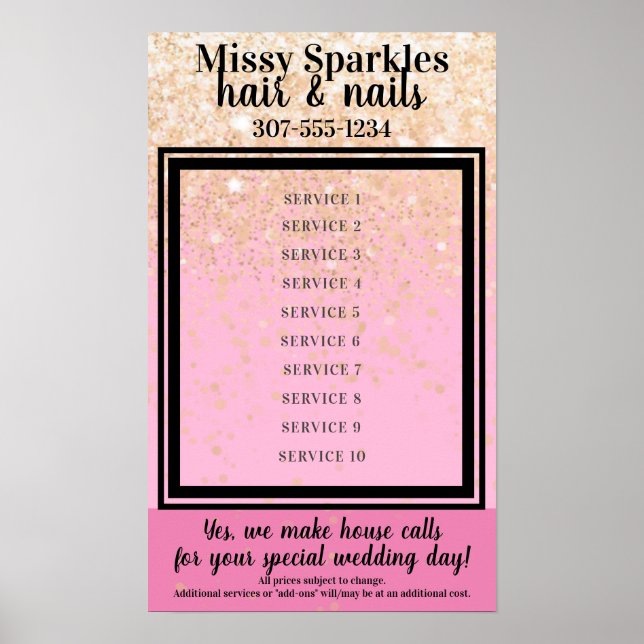 Póster visualización de precios de los servicios de peluq (Frente)