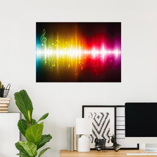 Póster Visualizador de audio vibrante de ondas sonoras de