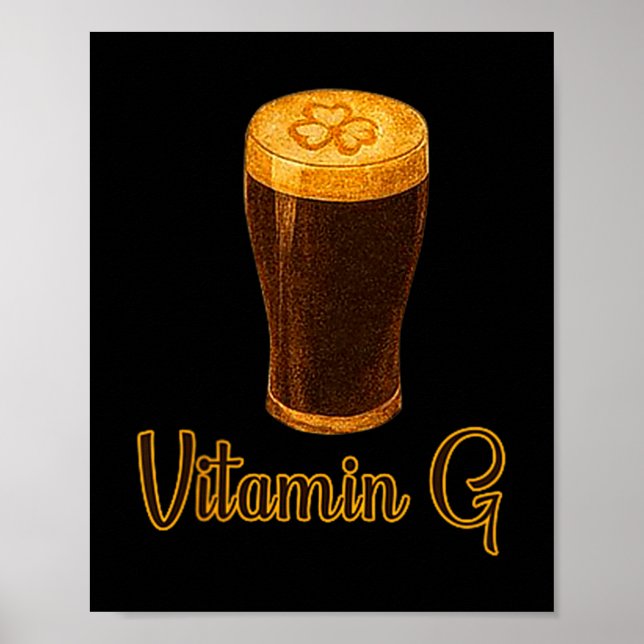Póster Vitamin Beer Lucky Shamrock Funny Patrick’s Day Me (Frente)