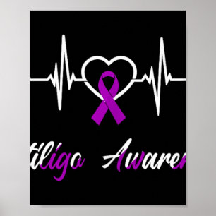 Póster Vitiligo Conciencia Heartbeat Amor Cinta púrpura S