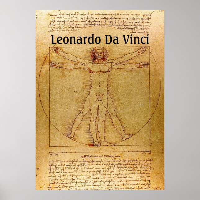 Póster Vitruvian Man-Leonardo Da Vinci (Frente)