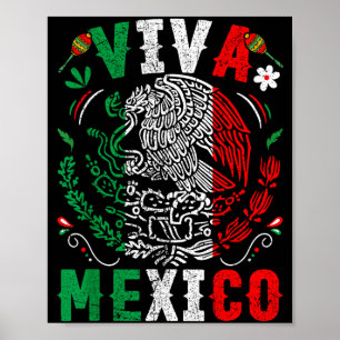 Póster Viva bandera de México día de la independencia de