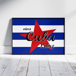 Póster Viva Cuba Libre, La Habana, Fidel Castro, Che Guev