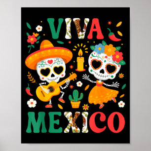 Póster Viva día de la independencia de México bandera de 