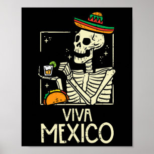 Póster Viva el esqueleto mexicano Cinco De Mayo