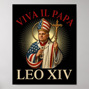 Póster Viva Il Papa Papa León Xiv Primer Pontífice Americ