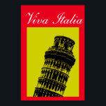 Póster Viva Italia Leaning Tower of Pisa Travel Pop Art<br><div class="desc">Fotografía de Viajes Vintage Artística Digital - Estilo Pop Art Viejo Foto de Torre de Pisa. Imágenes e imágenes turísticas de ciudades mediterráneas europeas.</div>