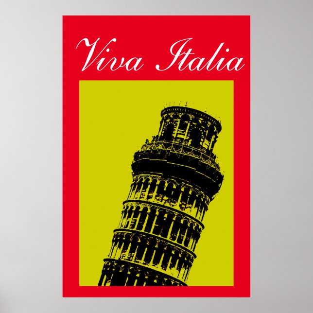 Póster Viva Italia Leaning Tower of Pisa Travel Pop Art (Frente)