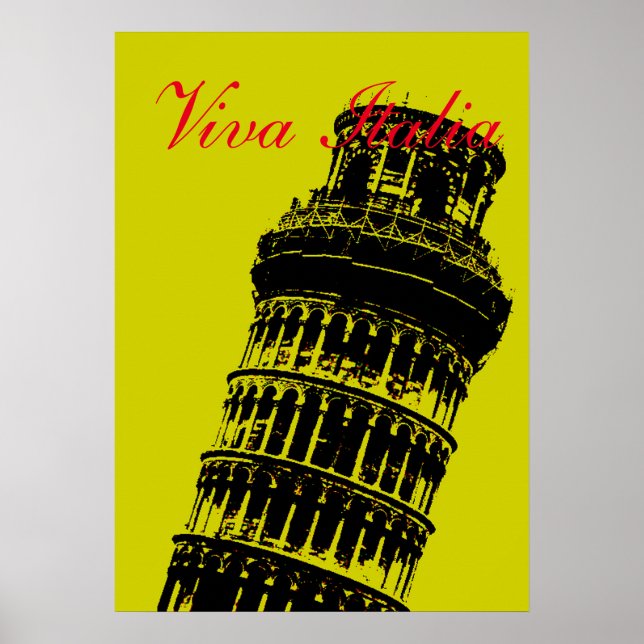 Póster Viva Italia Torre inclinada de Pisa Italia Viajes  (Frente)
