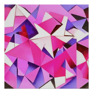 Póster Viva Magenta Hidrangea Geométrica Resumen Arte