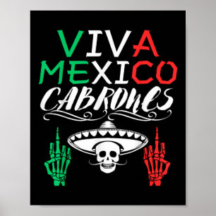 Póster Viva México Cabrones Día de la Independencia Bande