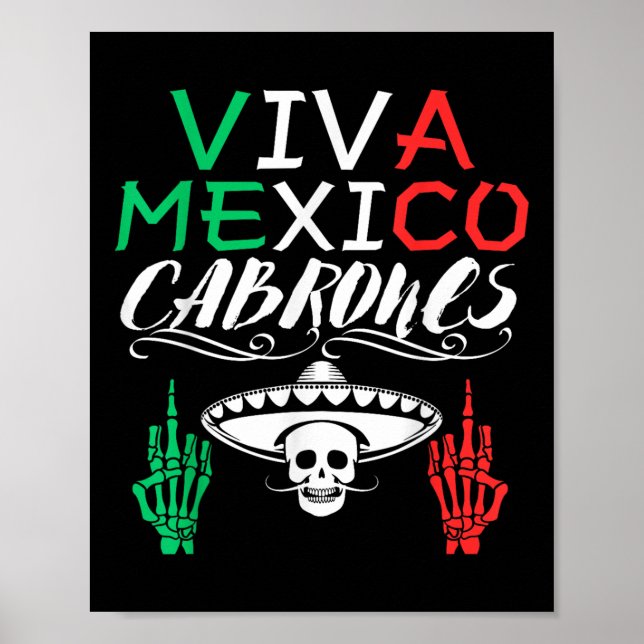 Póster Viva México Cabrones Día de la Independencia Bande (Frente)