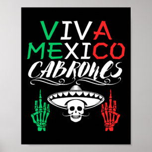 Póster Viva México Cabrones Día de la Independencia Bande