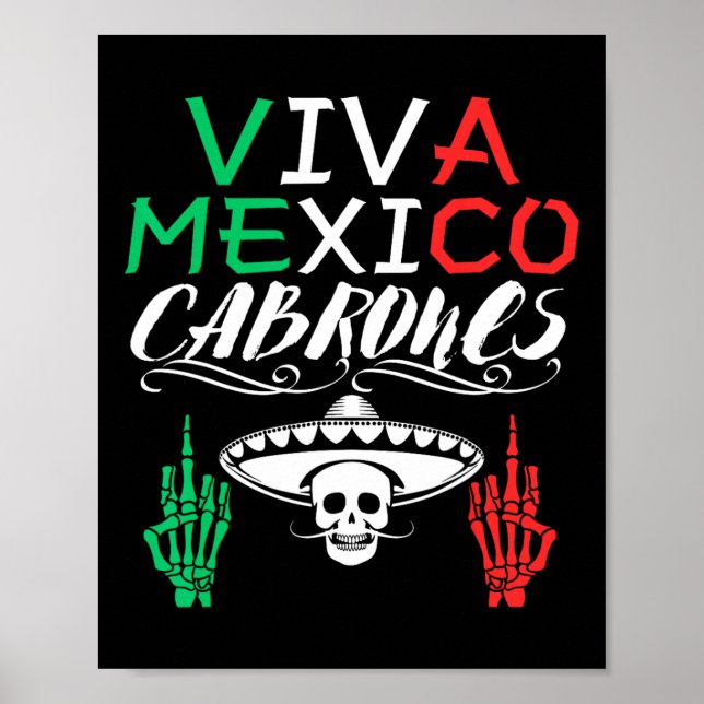 Póster Viva México Cabrones Día de la Independencia Bande (Frente)