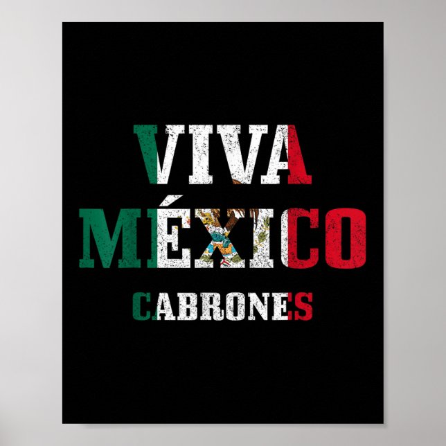 Póster Viva México Cabrones Funny Cinco De Mayo Mexico F (Frente)