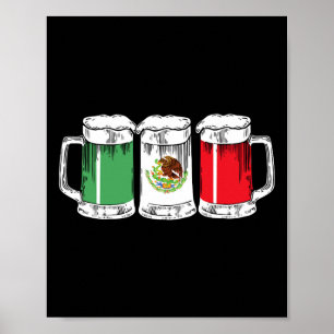 Póster Viva México Cría divertida Bandera Mexicana Cinco 