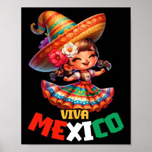 Póster Viva México Día de la Independencia Mexicana Chica