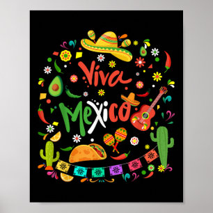 Póster Viva México Fiesta del Día de la Independencia Mex