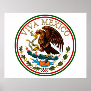 Póster Viva México Icono de bandera mexicana con texto do