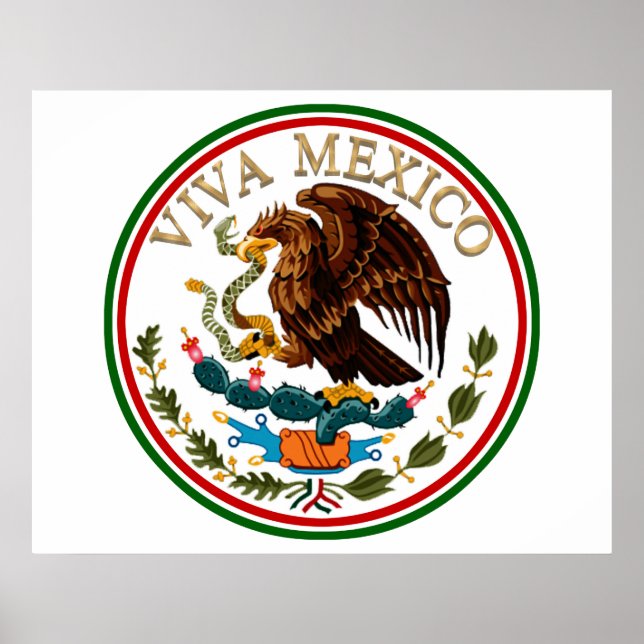 Póster Viva México Icono de bandera mexicana con texto do (Frente)