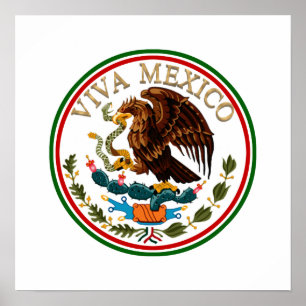 Póster Viva México Icono de bandera mexicana con texto do