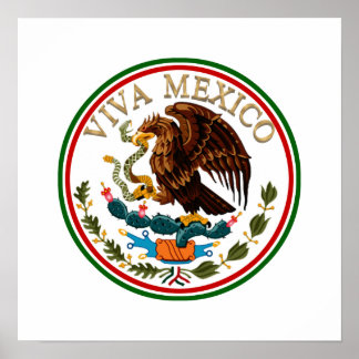 Póster Viva México Icono de bandera mexicana con texto do