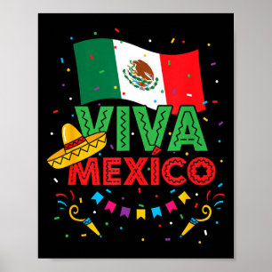Póster Viva México niños bandera mexicana cinco de mayo