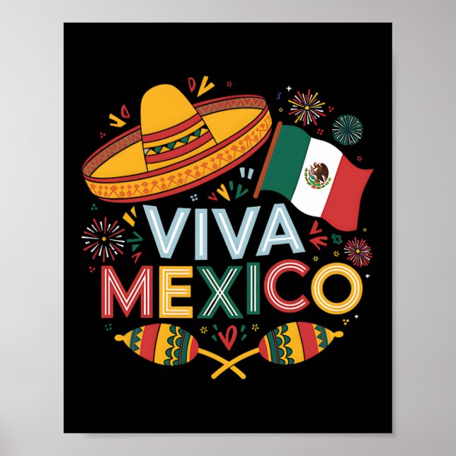 Póster Viva México Por El Día De La Independencia Mexican (Frente)