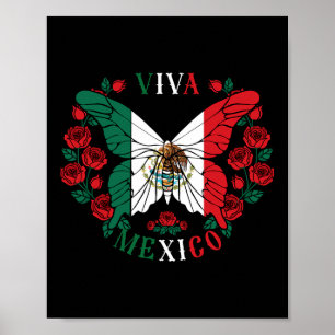 Póster Viva México Rosa mariposa