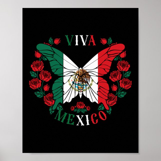 Póster Viva México Rosa mariposa (Frente)